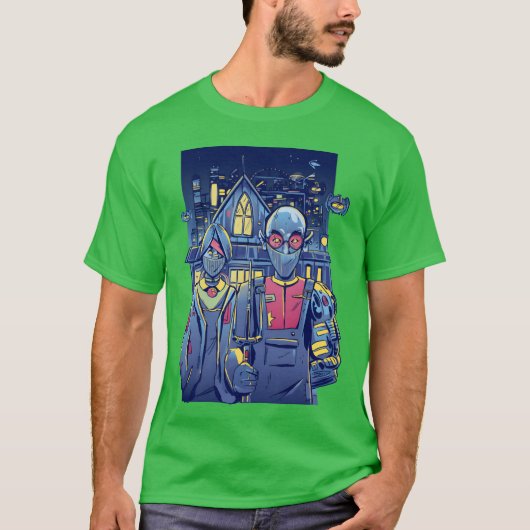 Cyberpunk stel in stadsmeisje t-shirt (Voorkant)