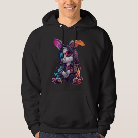 Cyberpunk stijl Konijn Kleine Konijn Schattige Kin Hoodie (Voorkant)