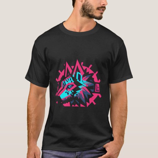Cyberpunk Stijl Wolf T-shirt (Voorkant)