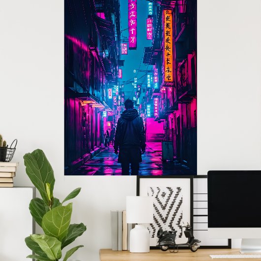 Cyberpunk Street Poster (Thuiskantoor)