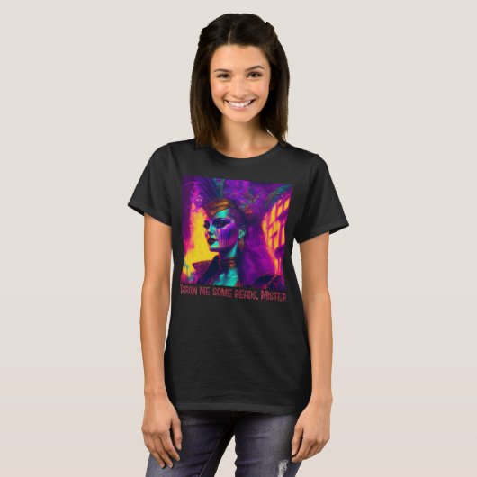 Cyberpunk-synthwave Mardi Gras Vrouw T-shirt (Voorkant volledig)