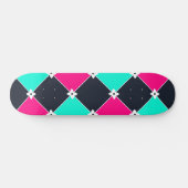 Cyberpunk Synthwave Patroon Fuchsia Turquoise Persoonlijk Skateboard (Horizontaal)