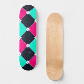 Cyberpunk Synthwave Patroon Fuchsia Turquoise Persoonlijk Skateboard (Voorkant)