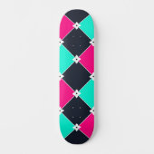 Cyberpunk Synthwave Patroon Fuchsia Turquoise Persoonlijk Skateboard (Voorkant)