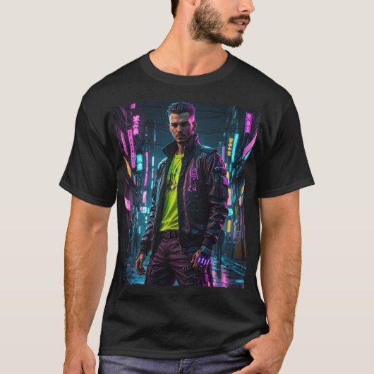 Cyberpunk T-shirt met thema (Voorkant)