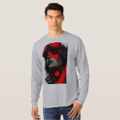 Cyberpunk Tactical Girl Red Target Long Sleeve T-shirt (Voorkant volledig)