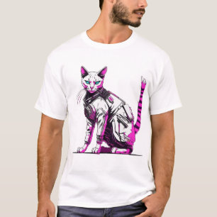 Cyberpunk Tactische Kat in Neon Gear T-shirt