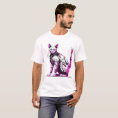 Cyberpunk Tactische Kat in Neon Gear T-shirt (Voorkant volledig)