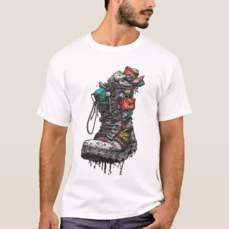 Cyberpunk Tactische Laars Grafische T-Shirt - Edgy