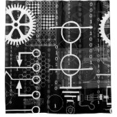 Cyberpunk Tech Geek Gear Electronic Engineer Wisku Douchegordijn (Voorkant)