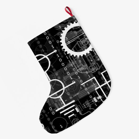 Cyberpunk Tech Geek Gear Electronic Engineer Wisku Grote Kerstsok (Achterkant (Hangend))