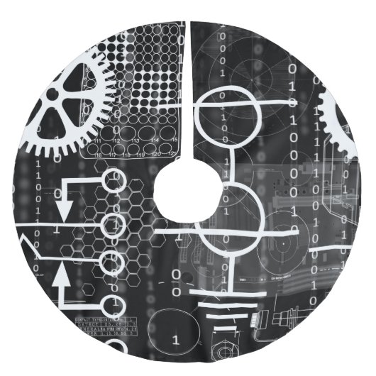 Cyberpunk Tech Geek Gear Electronic Engineer Wisku Kerstboom Rok (Voorkant)