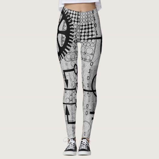 Cyberpunk Tech Geek Gear Electronic Engineer Wisku Leggings (Voorkant)