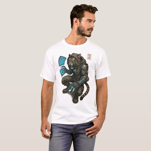 Cyberpunk Tiger (Hacker) T-shirt (Voorkant volledig)