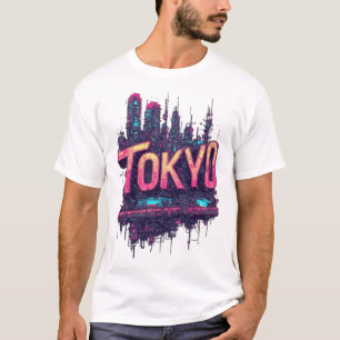 Cyberpunk Tokio Toekomstige Stad Esthetische Straa T-shirt