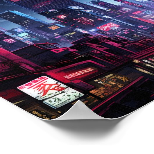 Cyberpunk Tokyo Night Street Poster (Hoek)
