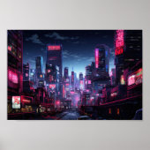 Cyberpunk Tokyo Night Street Poster (Voorkant)