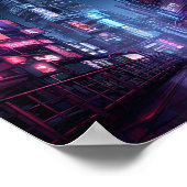 Cyberpunk Tokyo Night Street Poster (Hoek)