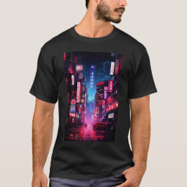 Cyberpunk Tokyo Night Street T-shirt