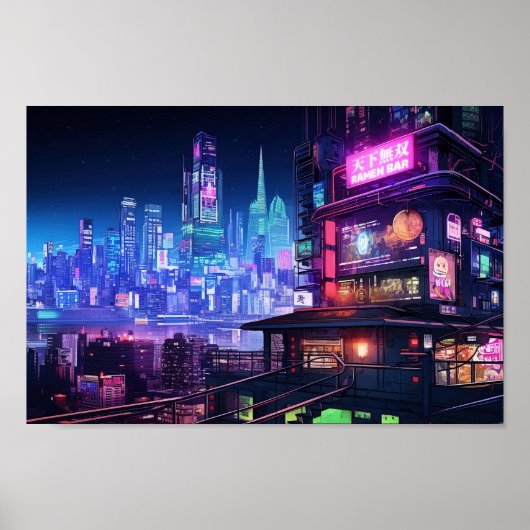 Cyberpunk Tokyo Ramen House Poster (Voorkant)