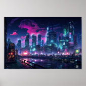 Cyberpunk Tokyo Riverfront Poster (Voorkant)