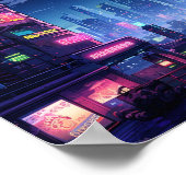 Cyberpunk Tokyo Rooftop City Poster (Hoek)