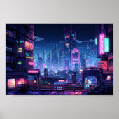 Cyberpunk Tokyo Rooftop City Poster (Voorkant)