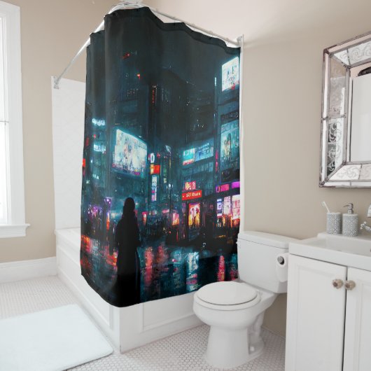 Cyberpunk Tokyo Shower Curtain Douchegordijn (In situ)