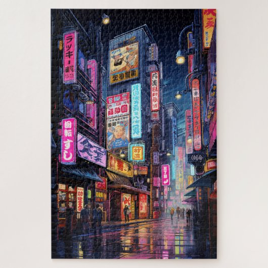Cyberpunk Tokyo Street Neon Legpuzzel (Verticaal)