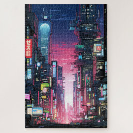 Cyberpunk Tokyo Street Neon Legpuzzel