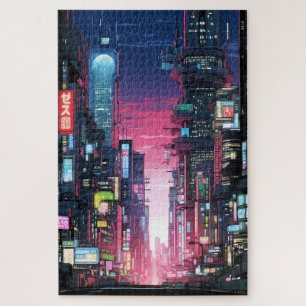 Cyberpunk Tokyo Street Neon Legpuzzel