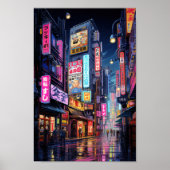 Cyberpunk Tokyo Street Neon Poster (Voorkant)