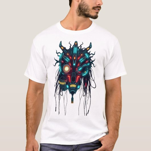 Cyberpunk Tribal Face Art T-shirt (Voorkant)