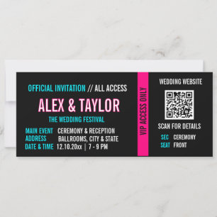 Cyberpunk Trouw Uitnodiging Ticket Neon VIP