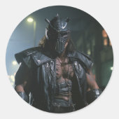 Cyberpunk Villain Ronde Sticker (Voorkant)