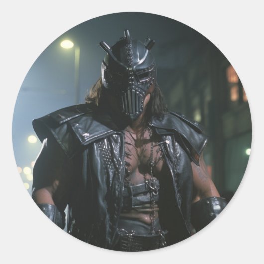 Cyberpunk Villain Ronde Sticker (Voorkant)