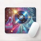 Cyberpunk Vinyl Beats - Neon Synthwave Gaming Muis Muismat (Met muis)