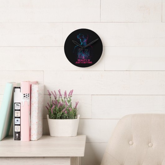 Cyberpunk VR Gamer Wall Clock | Neon Gaming Room D Ronde Klok (Leeskamer)