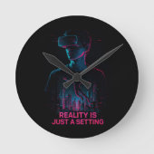 Cyberpunk VR Gamer Wall Clock | Neon Gaming Room D Ronde Klok (Voorkant)