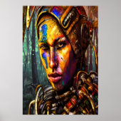 Cyberpunk vrouw krijger | AI Art Poster (Voorkant)