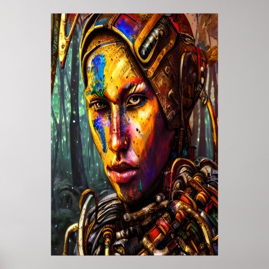 Cyberpunk vrouw krijger | AI Art Poster (Voorkant)