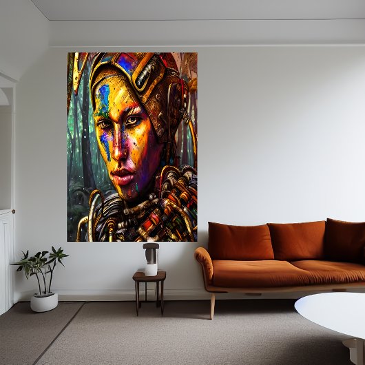 Cyberpunk vrouw krijger | AI Art Poster