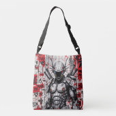 Cyberpunk Warrior Graffiti Crossbody Bag Crossbody Tas (Achterkant)