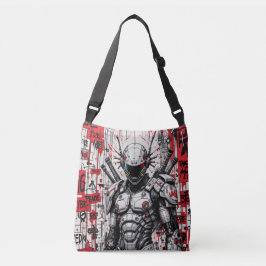 Cyberpunk Warrior Graffiti Crossbody Bag Crossbody Tas