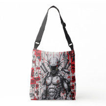 Cyberpunk Warrior Graffiti Crossbody Bag