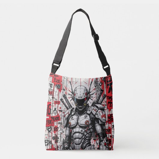 Cyberpunk Warrior Graffiti Crossbody Bag Tas (Voorkant)