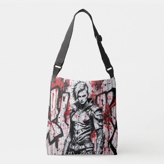 Cyberpunk Warrior Graffiti Crossbody Bag Tas (Voorkant)