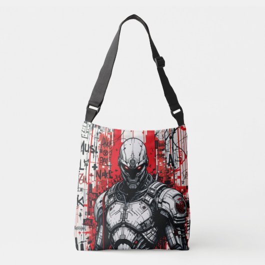Cyberpunk Warrior Graffiti Crossbody Bag Tas (Voorkant)