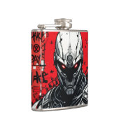 Cyberpunk Warrior Graffiti Flask – Rood, Zwart Heupfles (Rechts)