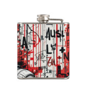 Cyberpunk Warrior Graffiti Flask – Rood, Zwart Heupfles (Achterkant)